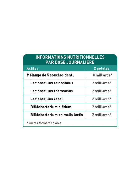 Bionops Florenat 60 gélules - Ferments Lactiques - Probiotiques - Talbeau des ingrédients Bionops Florenat 60 gélules - Ferments Lactiques - Probiotiques - Talbeau des ingrédients