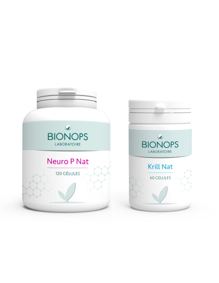Bionops Pack NeuroProtect - Neuro P Nat + Krill Nat - Protège le cerveau - Améliore la mémoire et la concentration